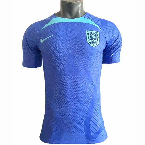 England pre-match training player version soccer jersey men's blue sportswear football top shirt 2022